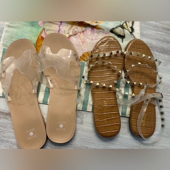 Shade & Shore Shoes - Clear and Tan Sandal Bundle